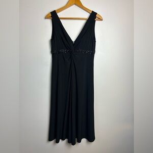 Jones New York VTG Y2K Midi Dress 10 Black Sleeveless V-Neck Beaded Sequins Hoco